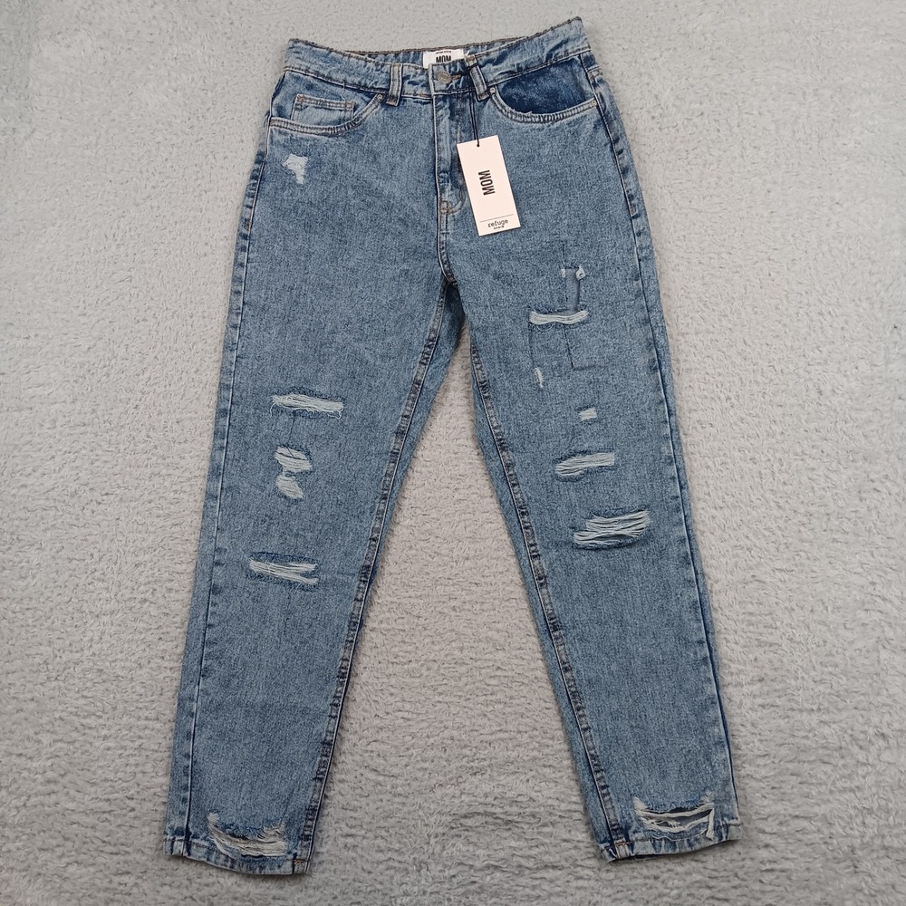 Refuge Denim Mom Jean Women 7 Blue High Rise Distressed Ripped NWT 16-2011CR